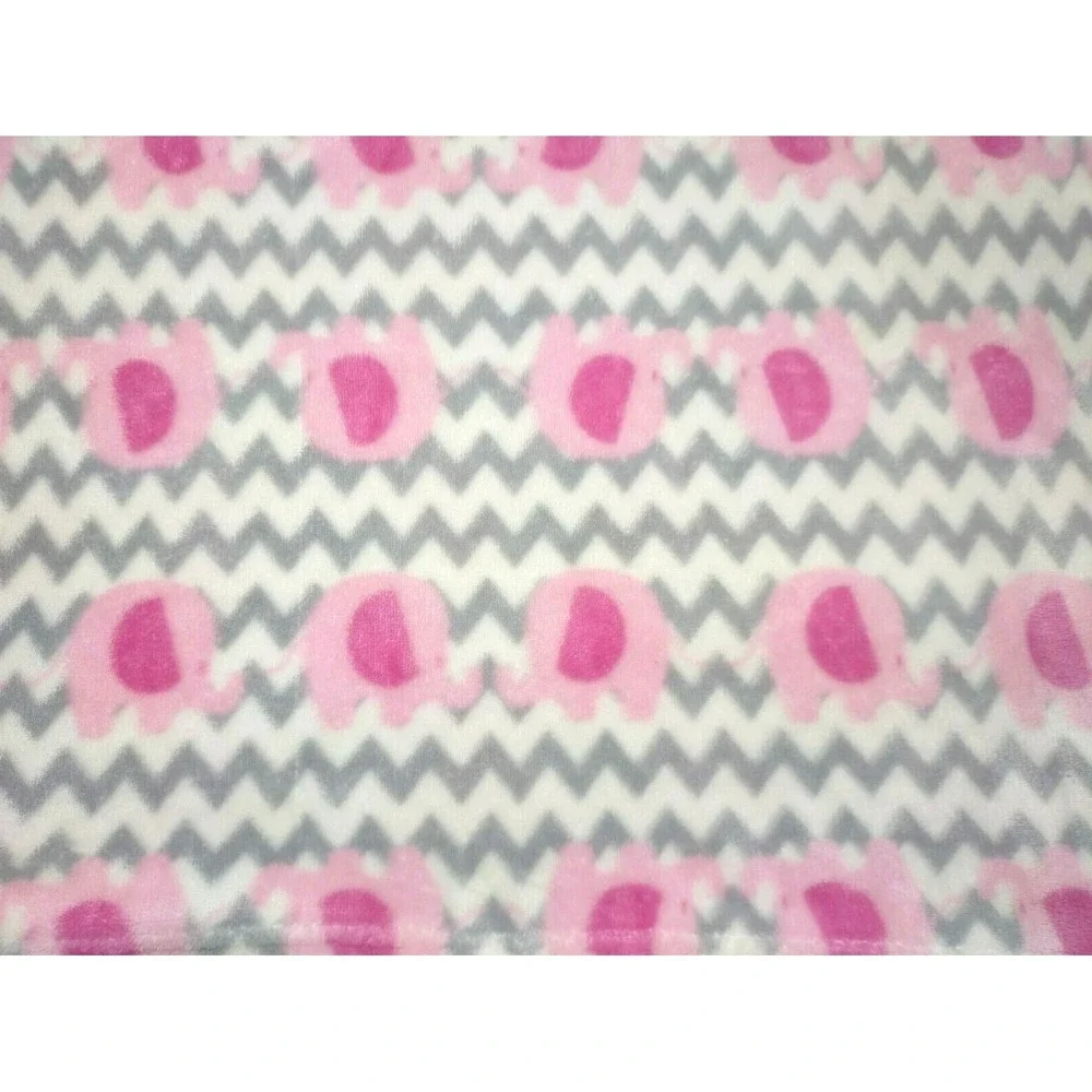 Gray White Chevron Pink ELEPHANT Baby Girl Blanket Soft Fleece Lovey Unbranded